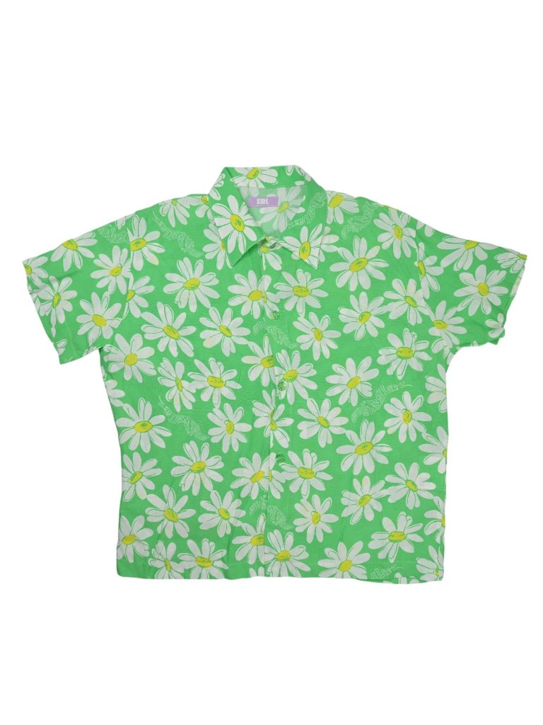 Erl Daisy Short Sleeve Shirt In Green